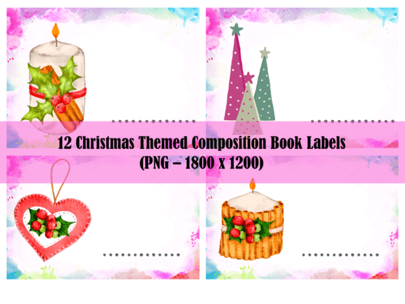 Christmas Composition Book Labels for KDP Covers