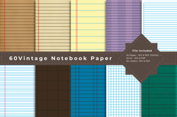 Notebook Digital Vintage Papers for Creative Projects